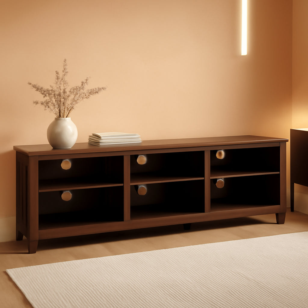 Wren Classic Brown TV Media Console For 80 Inch TV Storage