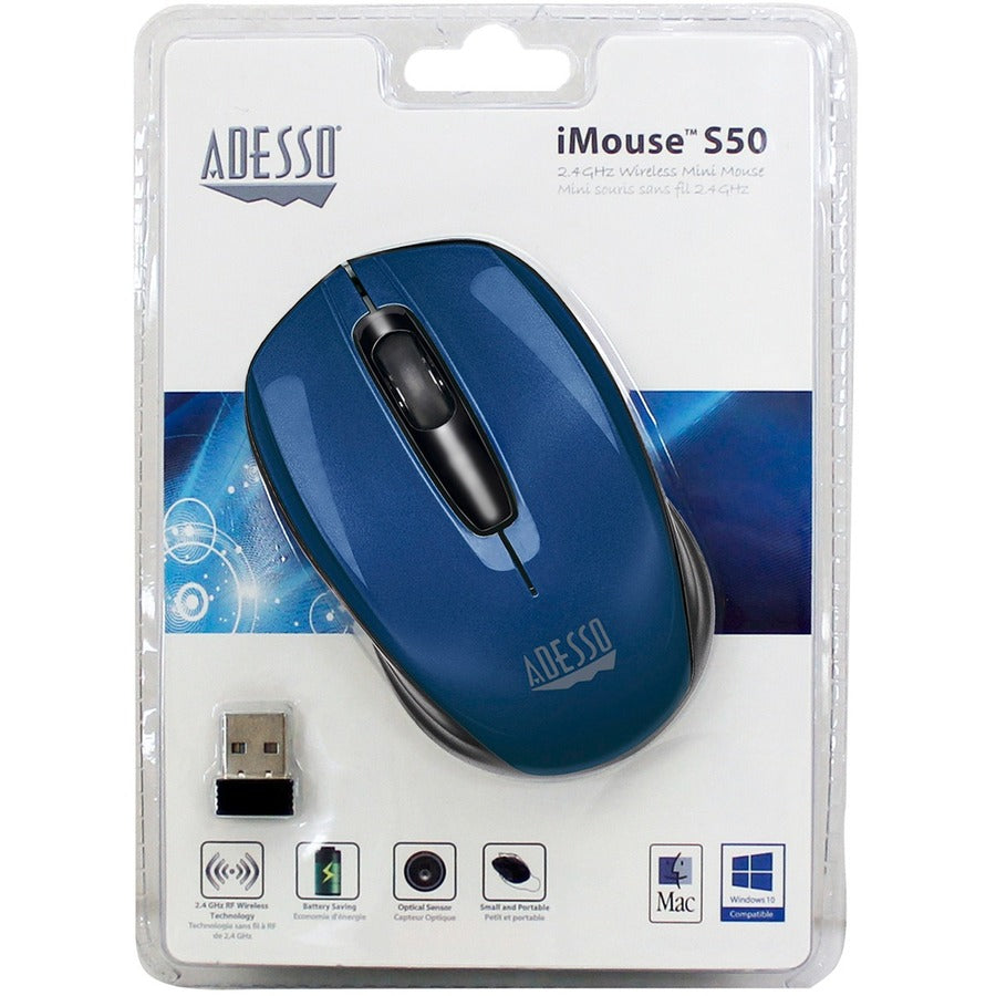 Wrls Optical Wheel Mouse Blue,Optical Sensor Nano Receiver