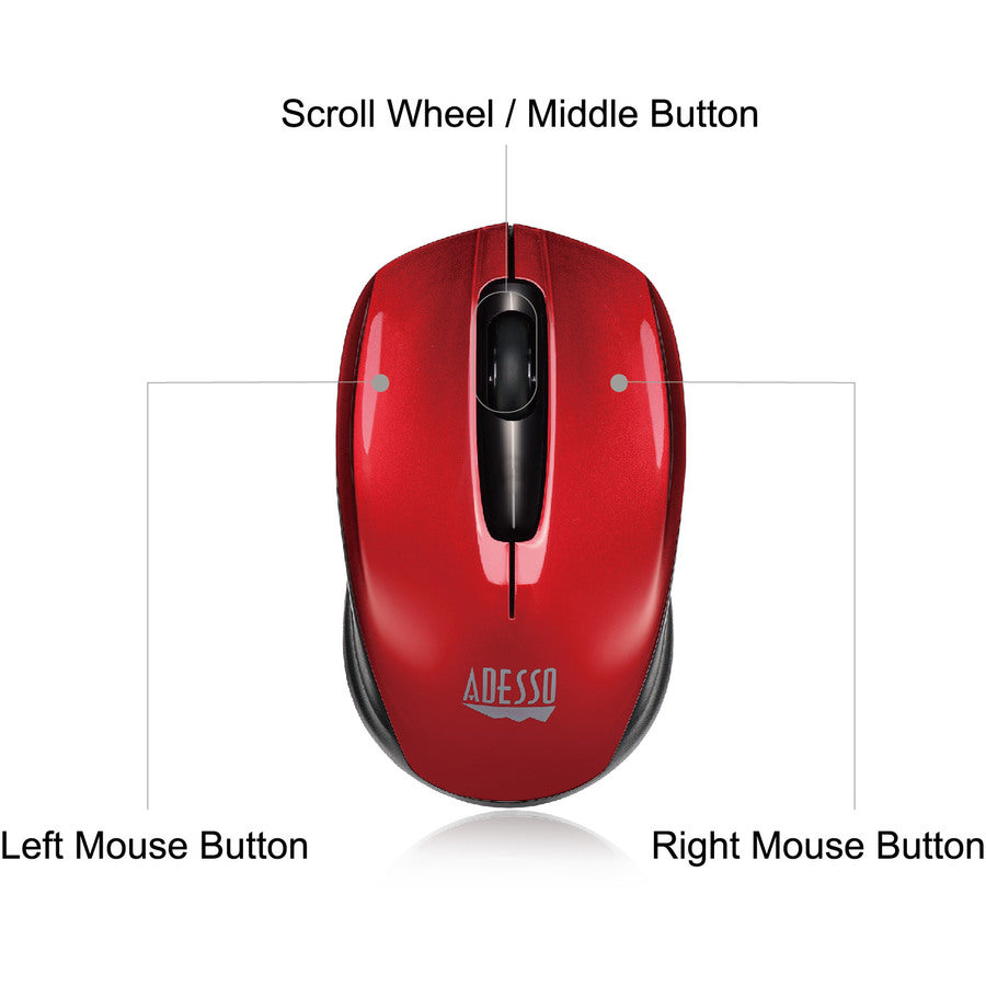 Wrls Optical Wheel Mouse Red,Optical Sensor Nano Receiver