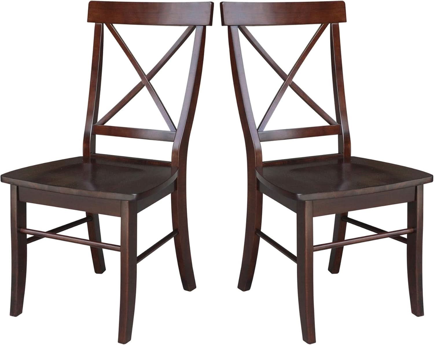 X Back Dining Chair In Java Finish With Solid Wood Seat