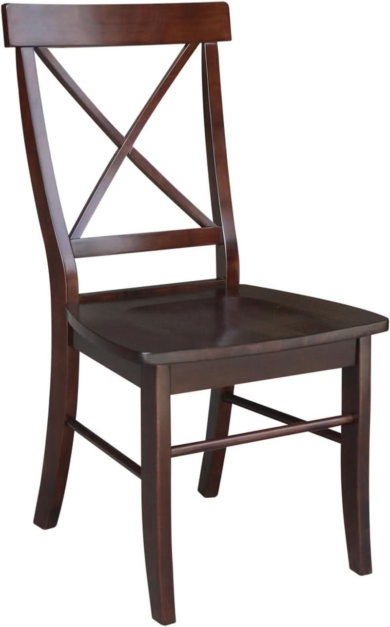 X Back Dining Chair In Java Finish With Solid Wood Seat