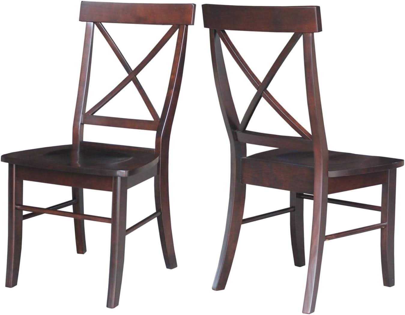 X Back Dining Chair In Java Finish With Solid Wood Seat