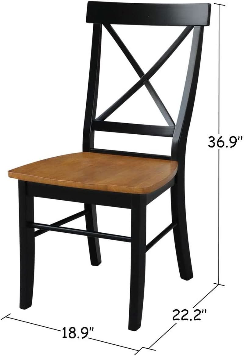 X Back Dining Chair Solid Wood Seat In Black Cherry