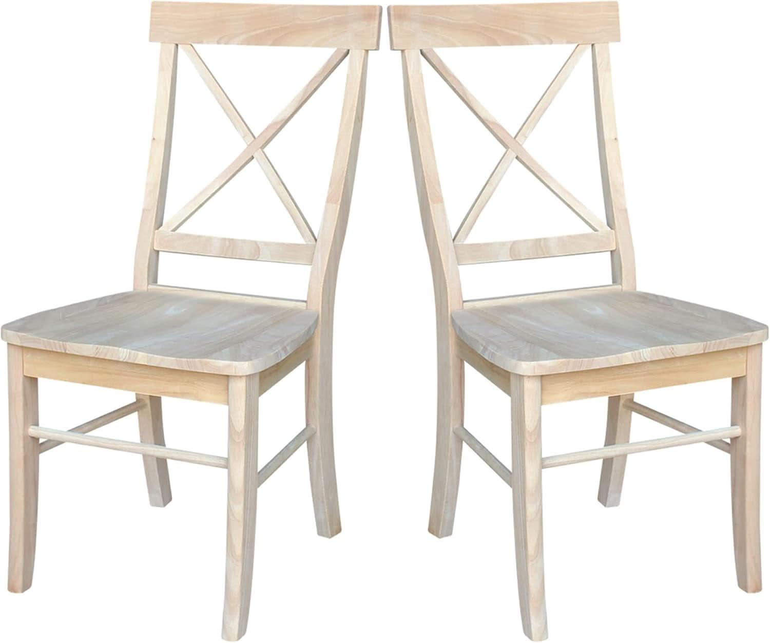 X Back Dining Chairs Set Of 2 In Unfinished Parawood