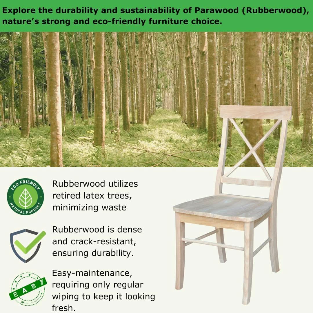 X Back Dining Chairs Set Of 2 In Unfinished Parawood