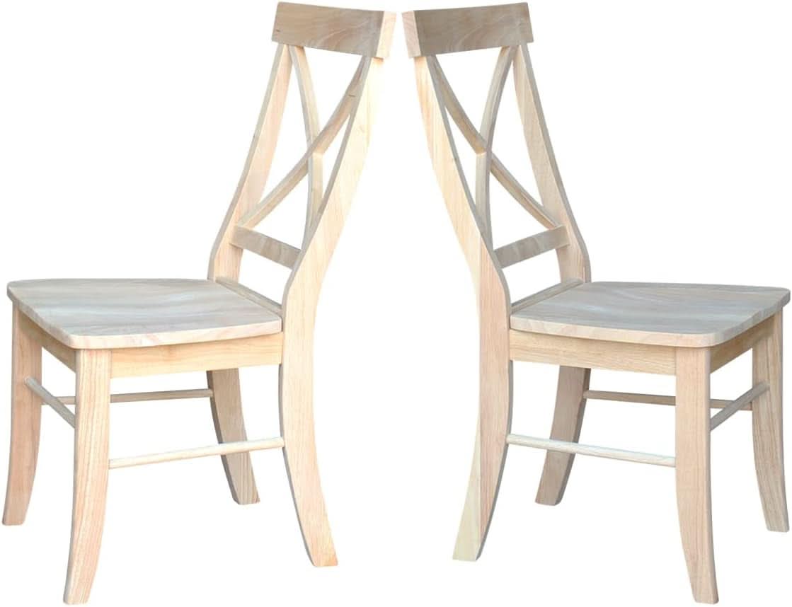 X Back Dining Chairs Set Of 2 In Unfinished Parawood