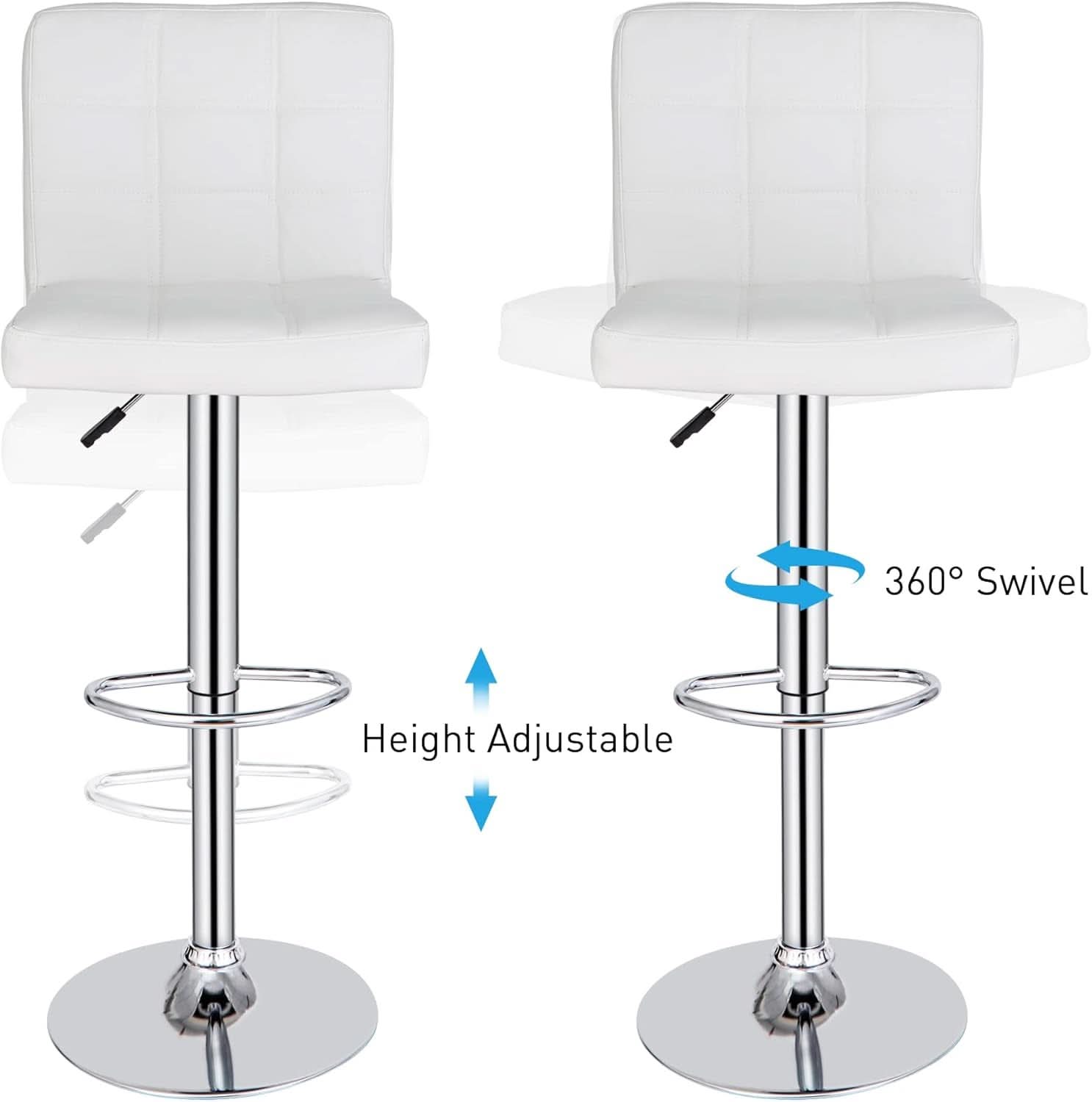 X Large White Adjustable Counter Height Bar Stools Swivel 4 Pack