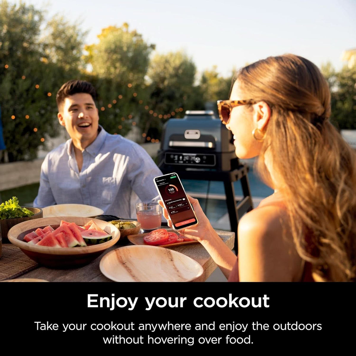 XL Smart Grill Smoker 7 In 1 With App Control Black