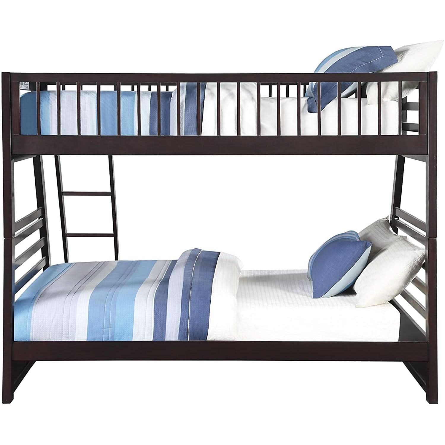 XL Twin Over Queen Bunk Bed With Drawers Espresso Finish