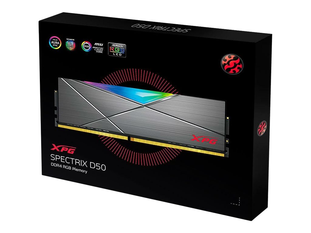 XPG SPECTRIX D50 - DDR4 - kit - 32 GB: 2 x 16 GB - DIMM 288-pin - 3200 MHz / PC4-25600 - CL16 - 1.35 V - unbuffered -