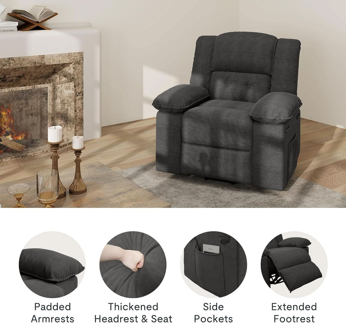 XRC2 Swivel Rocker Recliner Chair Brown With Massage And Heat