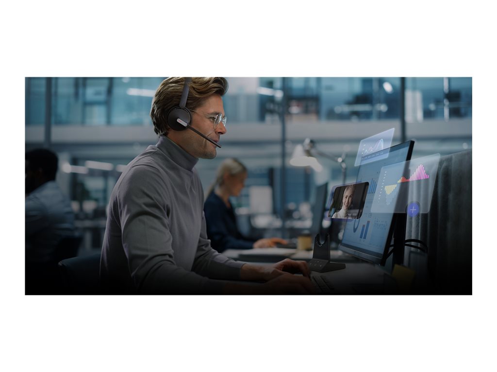 Yealink WH64 Dual - Headset - on-ear - DECT / Bluetooth - wireless - black - Certified for Microsoft Teams YEA-WH64-DUAL-TEAMS