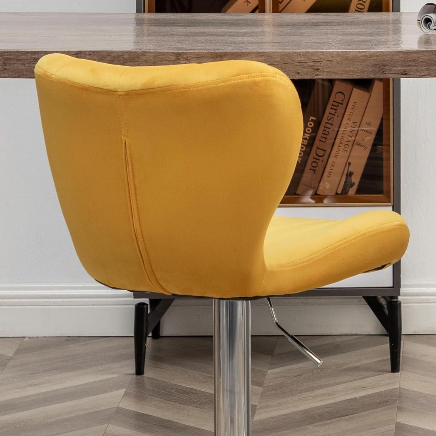 Yellow Adjustable Swivel Bar Stools Set Of 2 For Kitchen