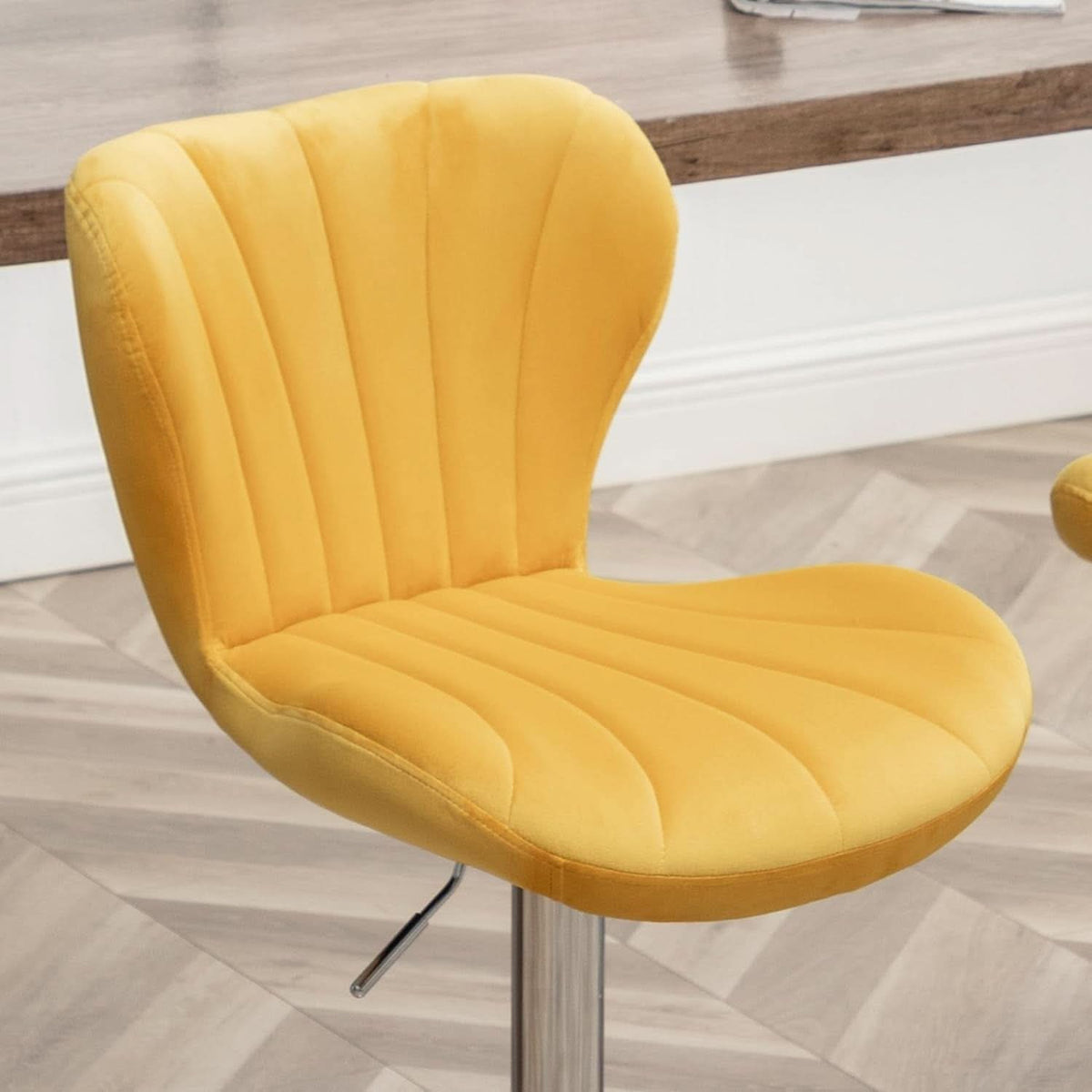 Yellow Adjustable Swivel Bar Stools Set Of 2 For Kitchen
