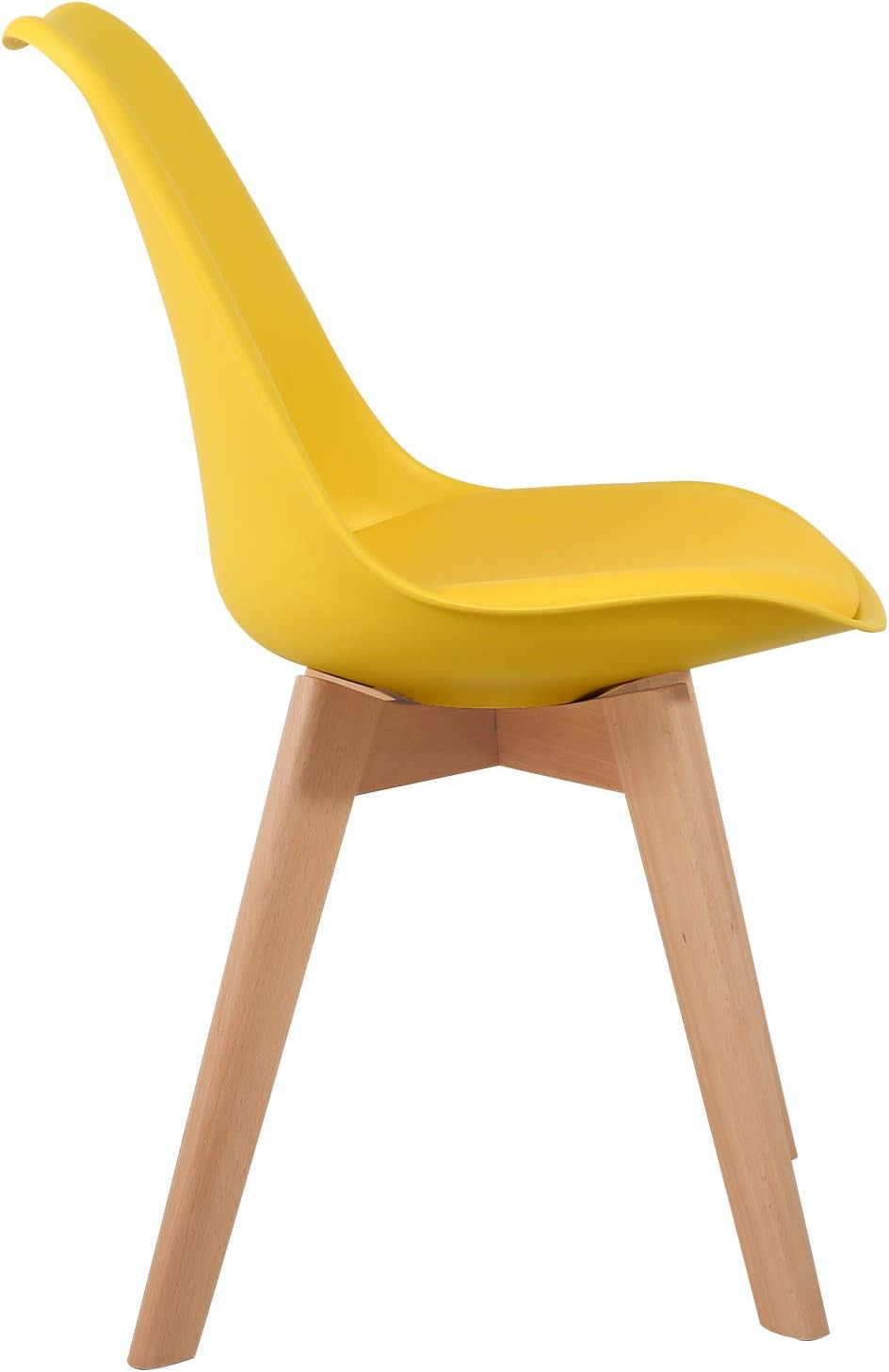 Yellow Dining Chairs Set of 2 With Natural Wood Legs