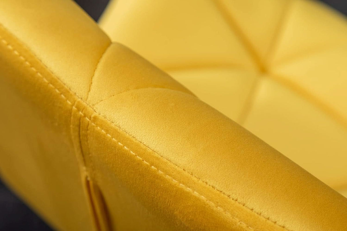 Yellow Velvet Diamond Tufted Swivel Barstools Set Of 2