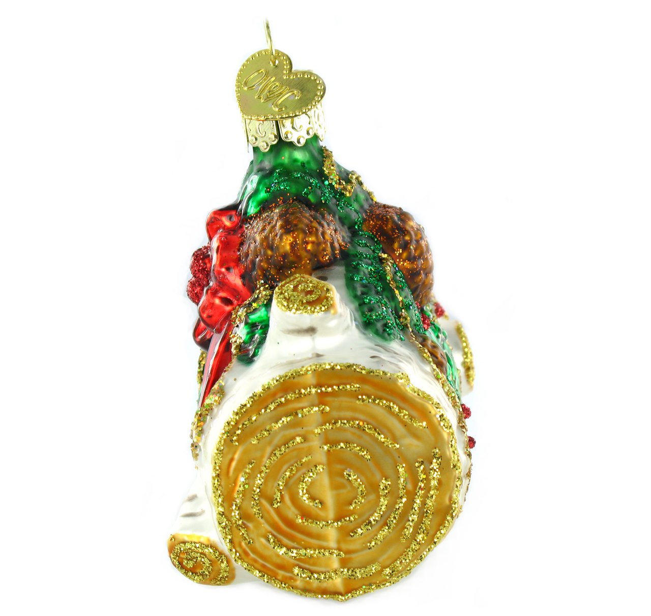 Yule Log Glass Ornament