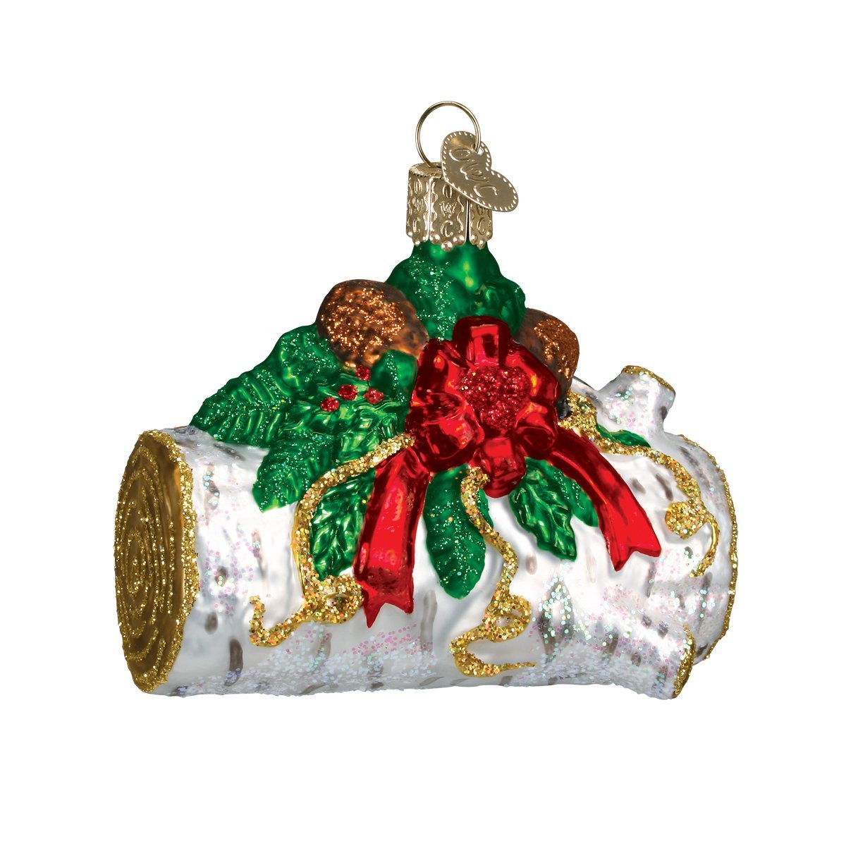 Yule Log Glass Ornament