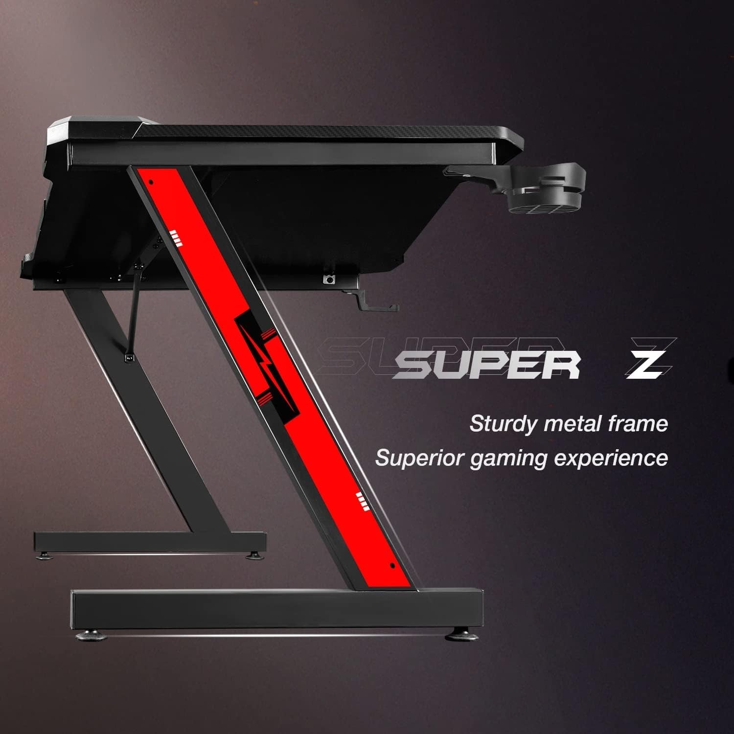 Z Shaped Carbon Fiber Gaming Desk 44 Inch Home Office