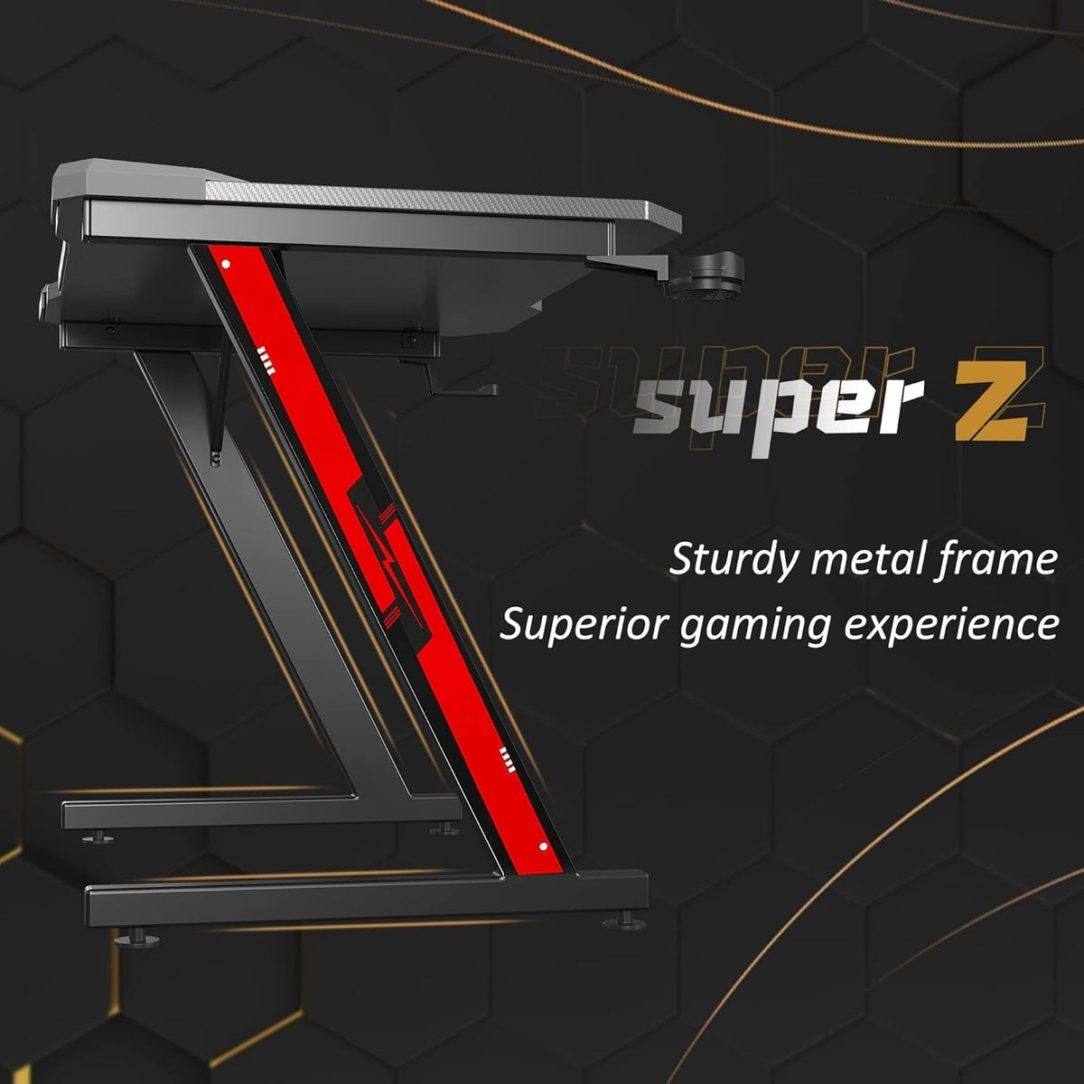 Z Shaped Gaming Desk 32 Inch With Carbon Fiber Surface
