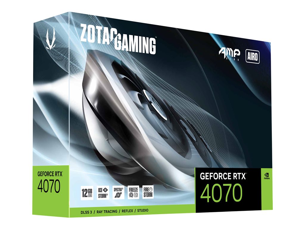 ZOTAC GAMING GeForce RTX 4070 AMP AIRO - Graphics card - GeForce RTX 4070 - 12 GB GDDR6X - PCIe 4.0 x16 - 3 x DisplayPort, HDMI ZT-D40700F-10P