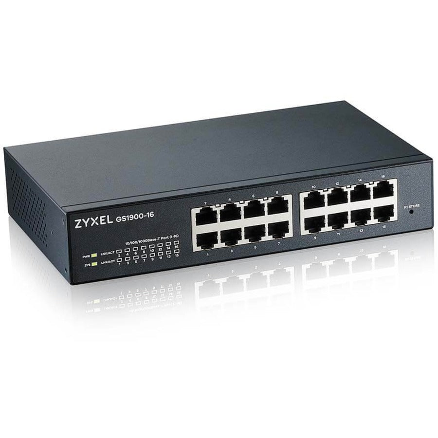 ZYXEL 16-port GbE Smart Managed Switch - 16 Ports - Manageable - Gigabit Ethernet - 10/100