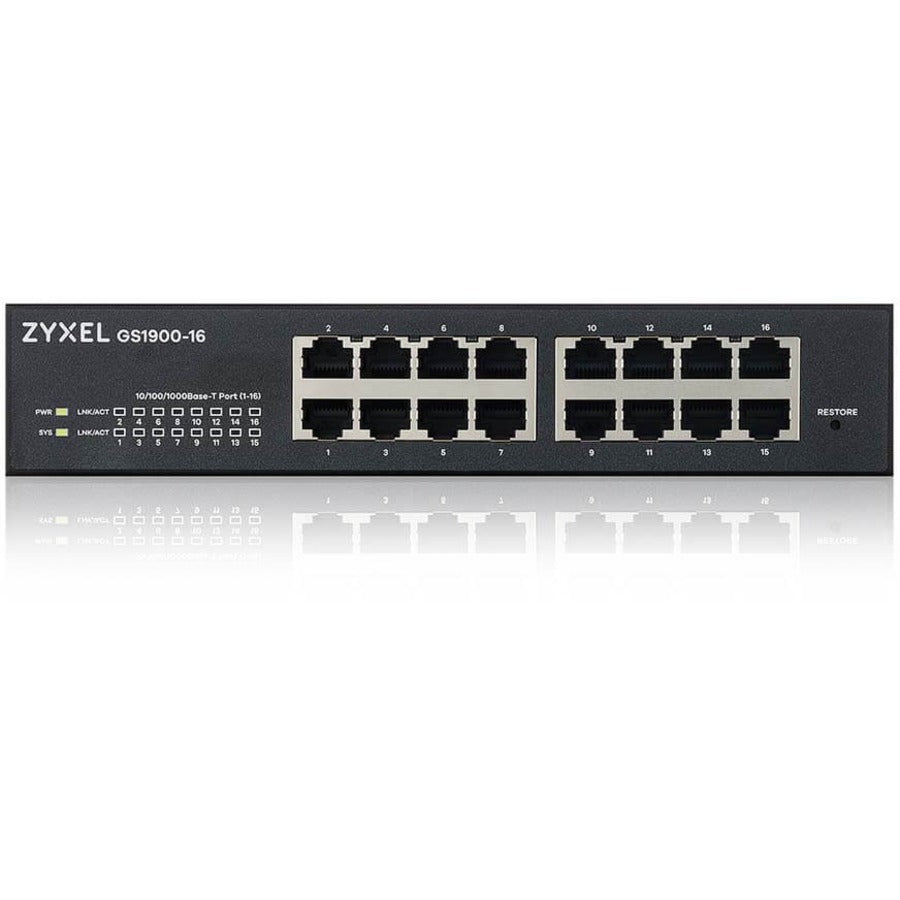 ZYXEL 16-port GbE Smart Managed Switch - 16 Ports - Manageable - Gigabit Ethernet - 10/100