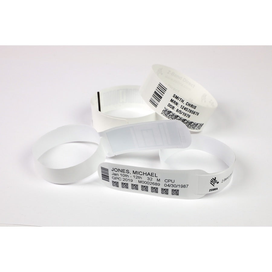 Zebra Wristband Polypropylene 1 x 6in Direct Thermal Zebra Z-Band Comfort HC100 10011953K