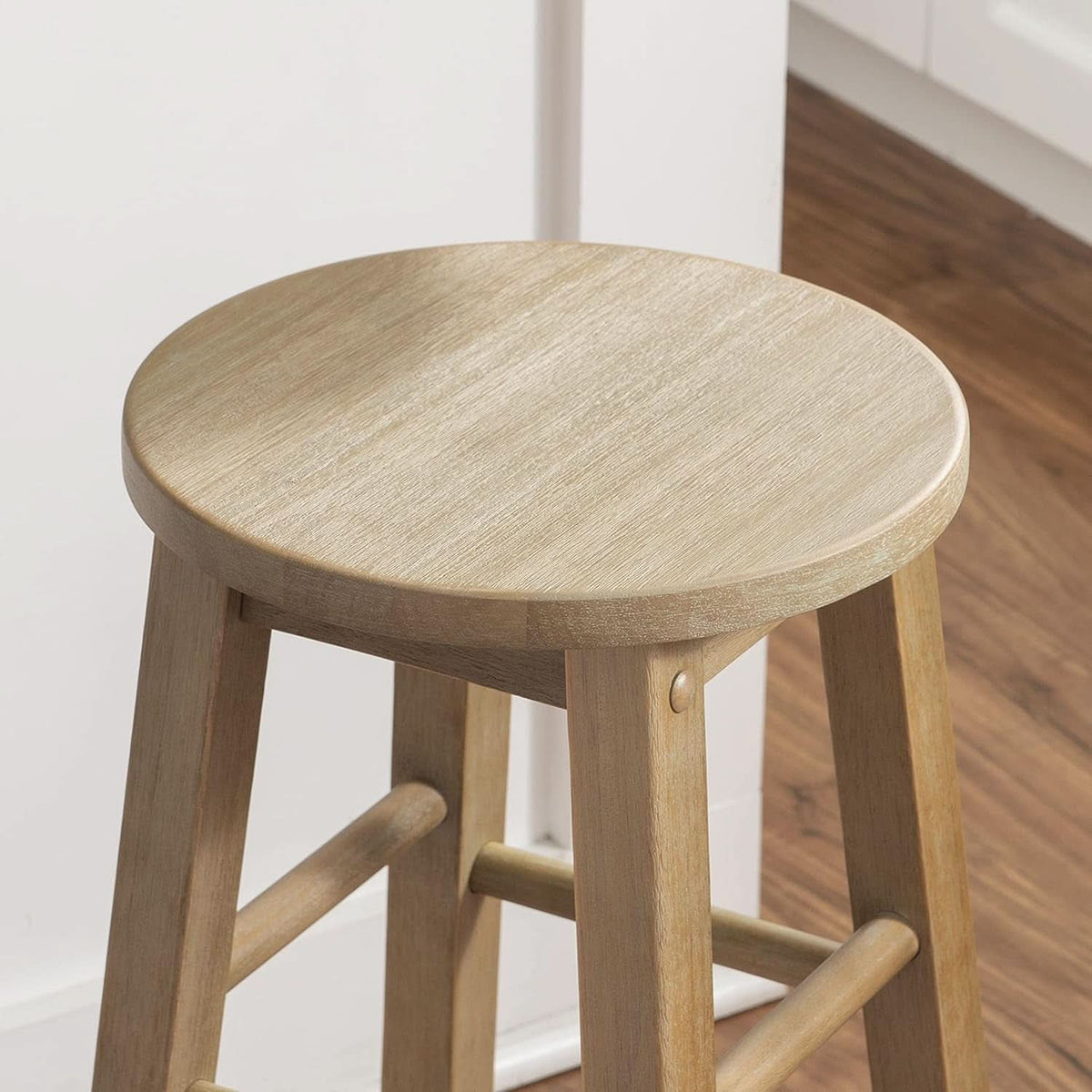 Zeke Grey Wash 24 Inch Counter Stool Round Seat Modern