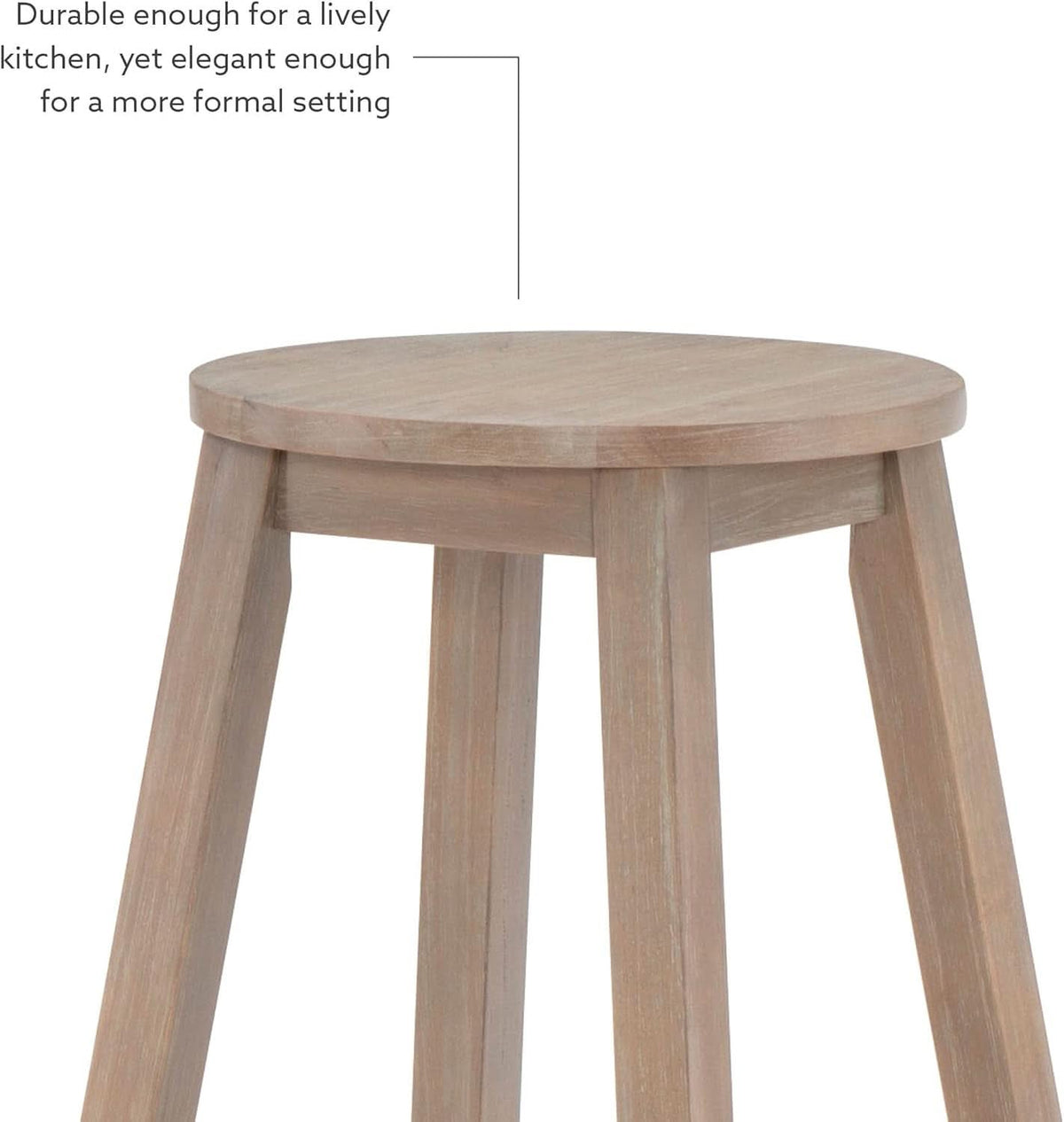 Zeke Grey Wash 24 Inch Counter Stool Round Seat Modern