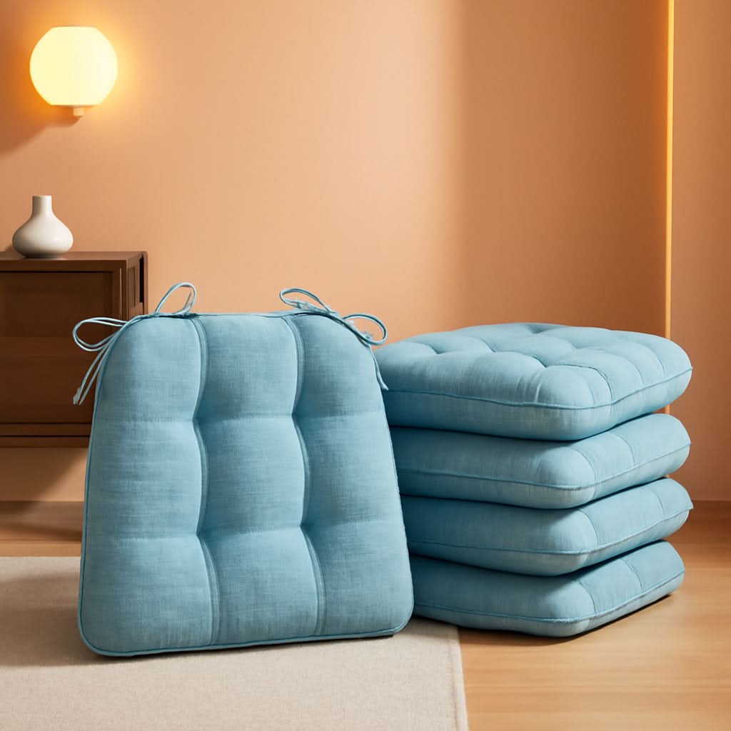 Baby Blue Memory Foam Dining Chair Cushions Set Of 4 15.5x15.5x4