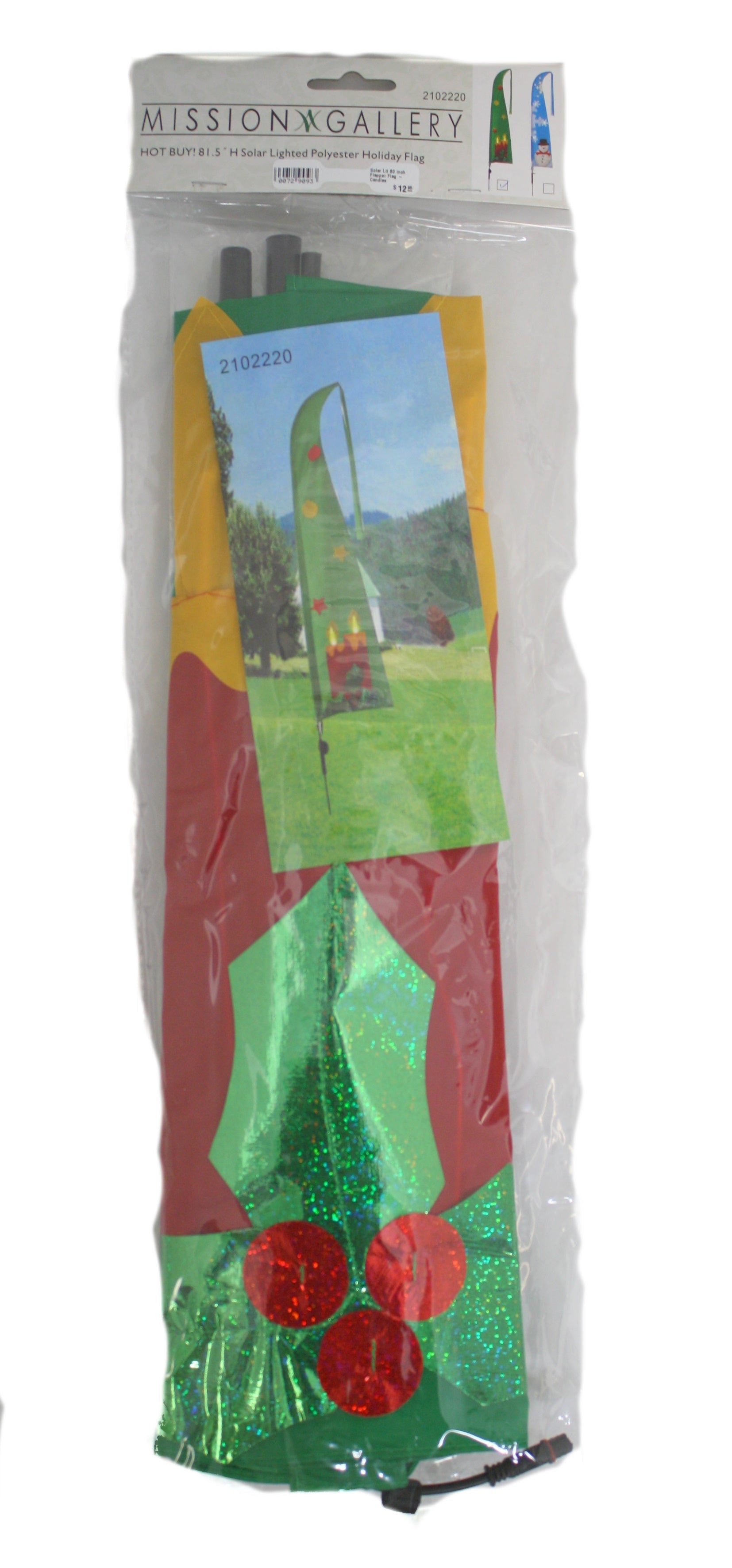 Solar Lit 80 inch Flapper Flag - Candles