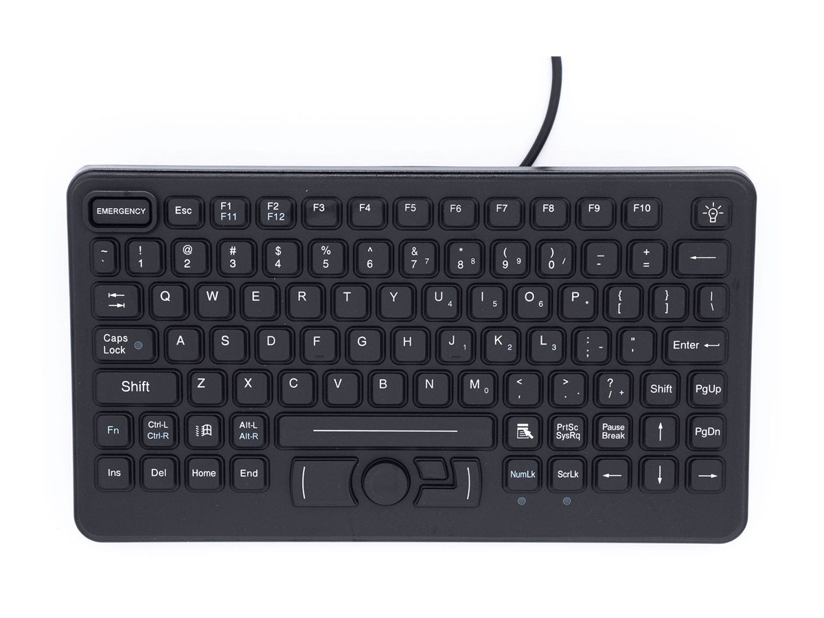 iKey - Keyboard - industrial with emergency key - with Force Sensing Resistor Pointing Device - backlit - PS/2 - QWERTY SL-86-911-461-FSR-PS2