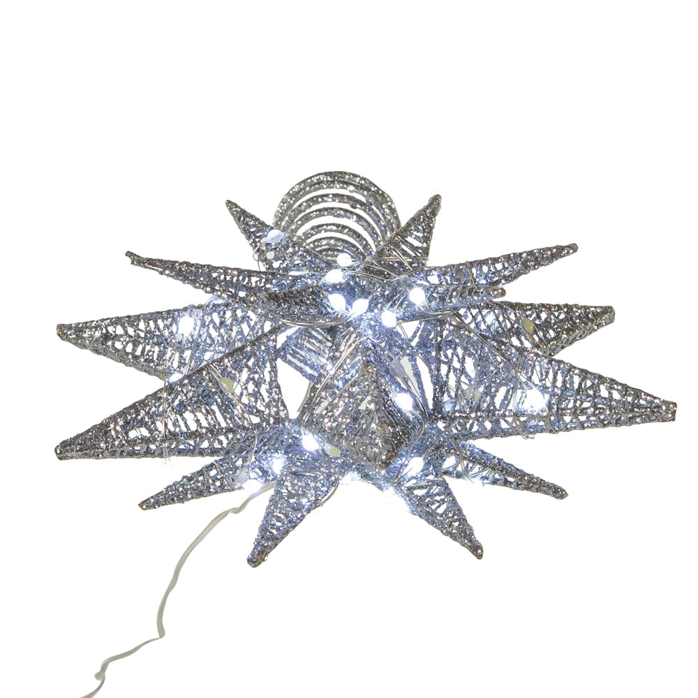 Twinkling Superbright LED Silver Starburst Treetopper