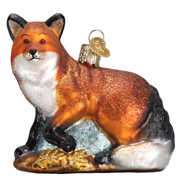 Red Fox  Glass Ornament