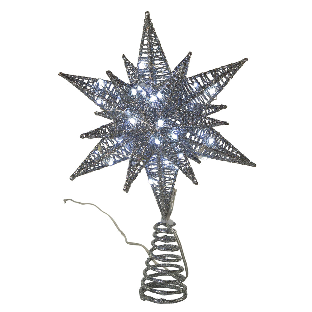 Twinkling Superbright LED Silver Starburst Treetopper