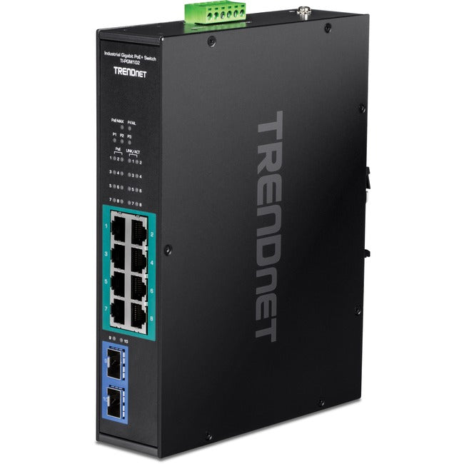 10-Port Ind Gigabit Poe Din-Rail Swch