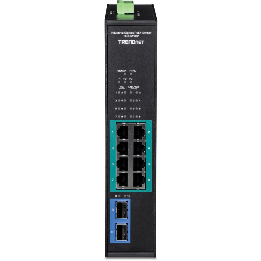 10-Port Ind Gigabit Poe Din-Rail Swch