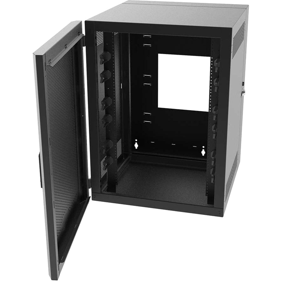 12U Wall Mount Server Cabinet - Swing Out Network Enclosure with Perforated Door | C2G SWM12RUPD-26-26