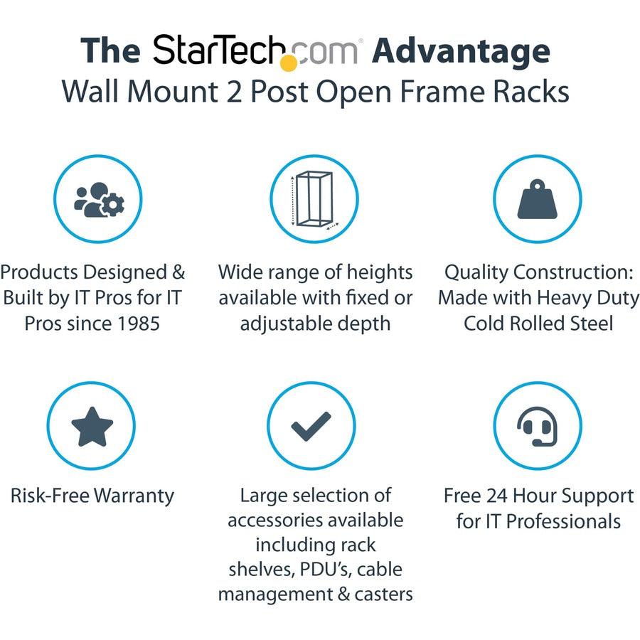 15U Wall Mount Network Rack - 2-Post Open Frame Server Rack 19 Inch | StarTech.com RK15WALLO