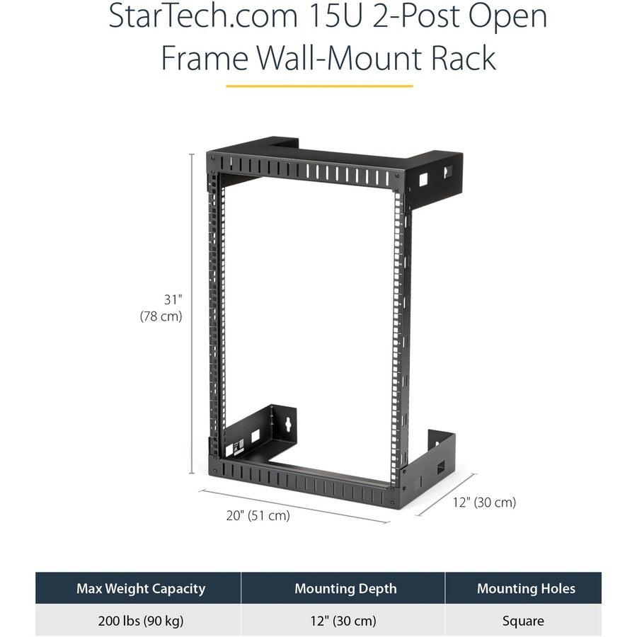 15U Wall Mount Network Rack - 2-Post Open Frame Server Rack 19 Inch | StarTech.com RK15WALLO