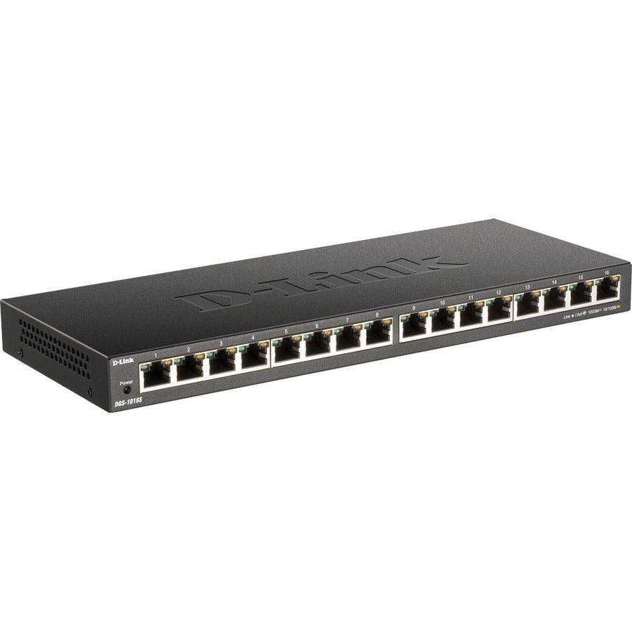 16 Port Gigabit Switch - Unmanaged Desktop Ethernet Hub | D-Link DGS-1016S