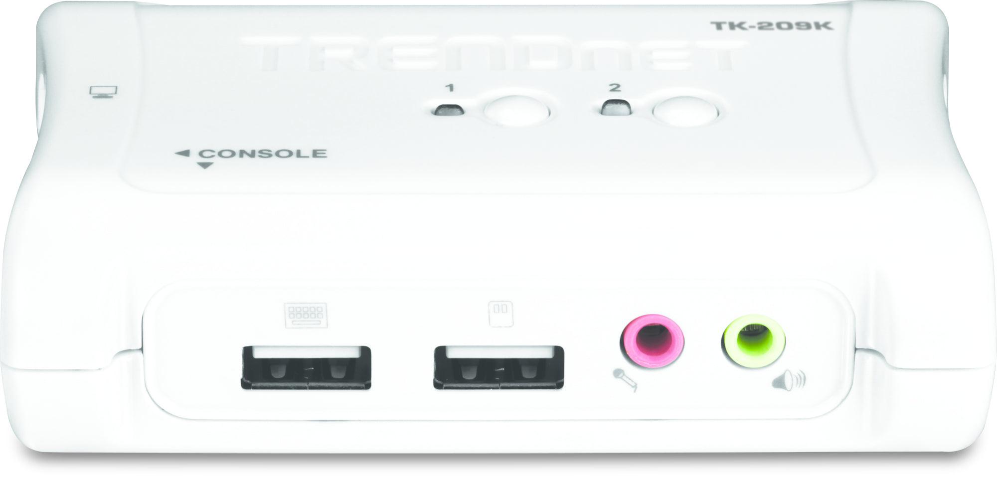 2 Port USB KVM Switch Kit Audio VGA - Desktop Computer Control | TRENDnet TK-209K