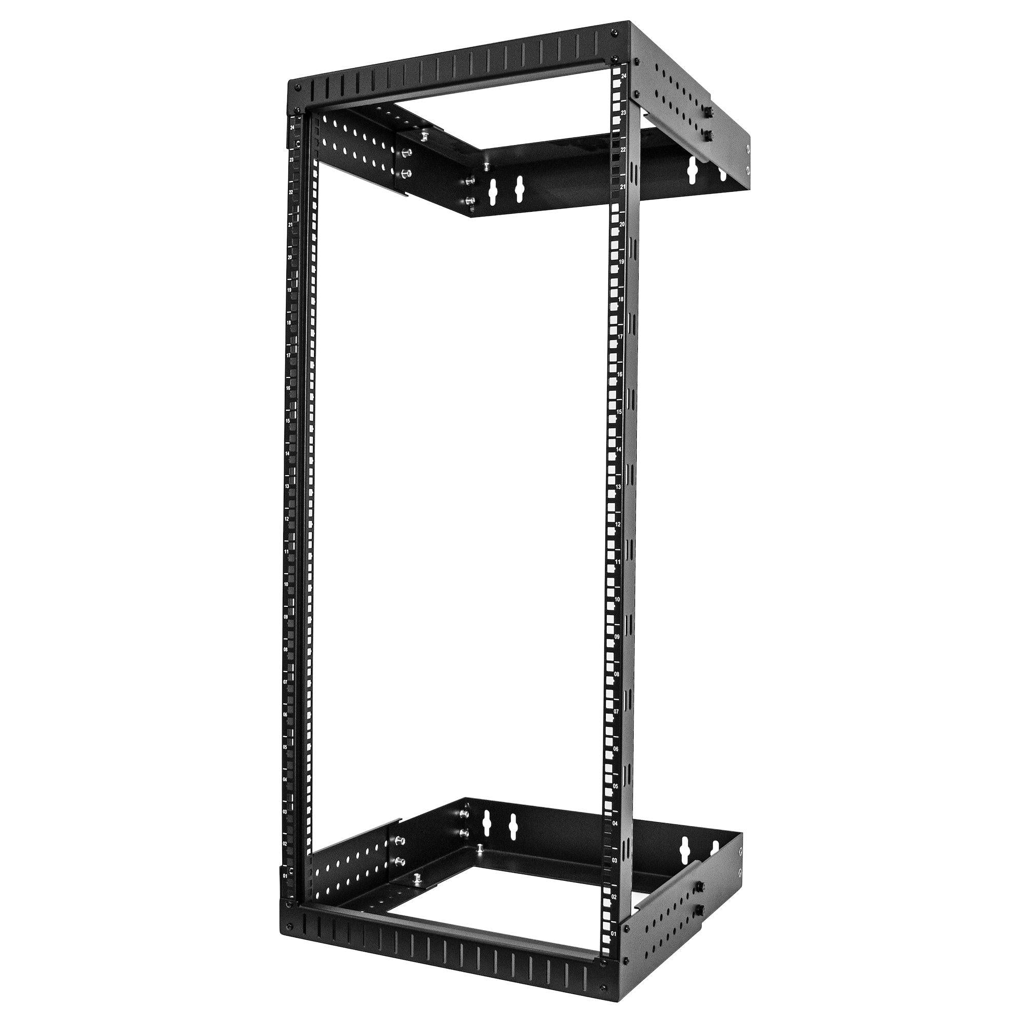 24U Wall Mount Network Rack - StarTech.com Open Frame 2-Post Server Rack | TecISOFT RACK-24U-20-WALL-OA