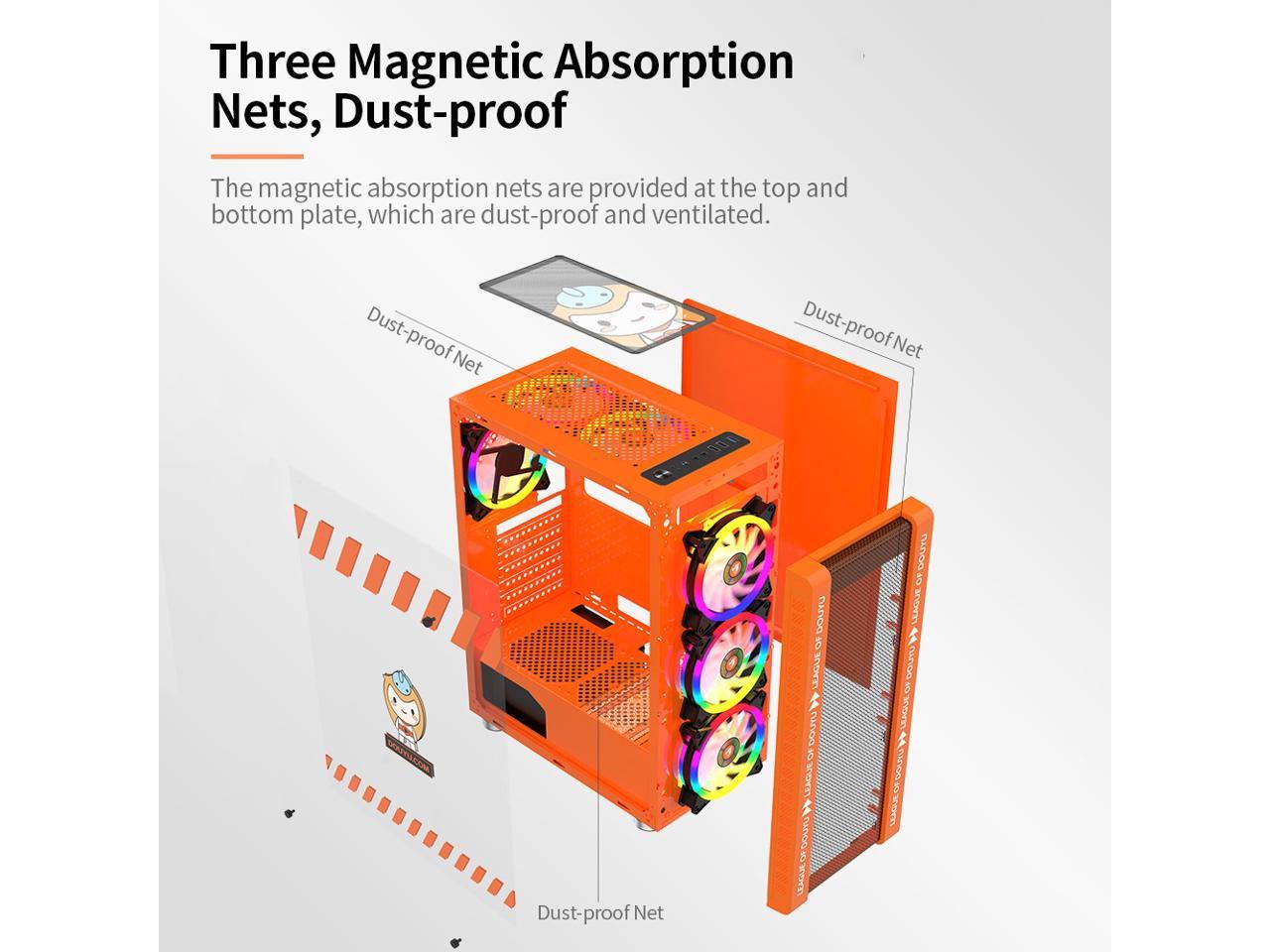 330-9 Gaming Computer Case Host Supports Atx Microe Atx Motherboard 240Mm Water Cooler Game Chassis Case Rgb Orange