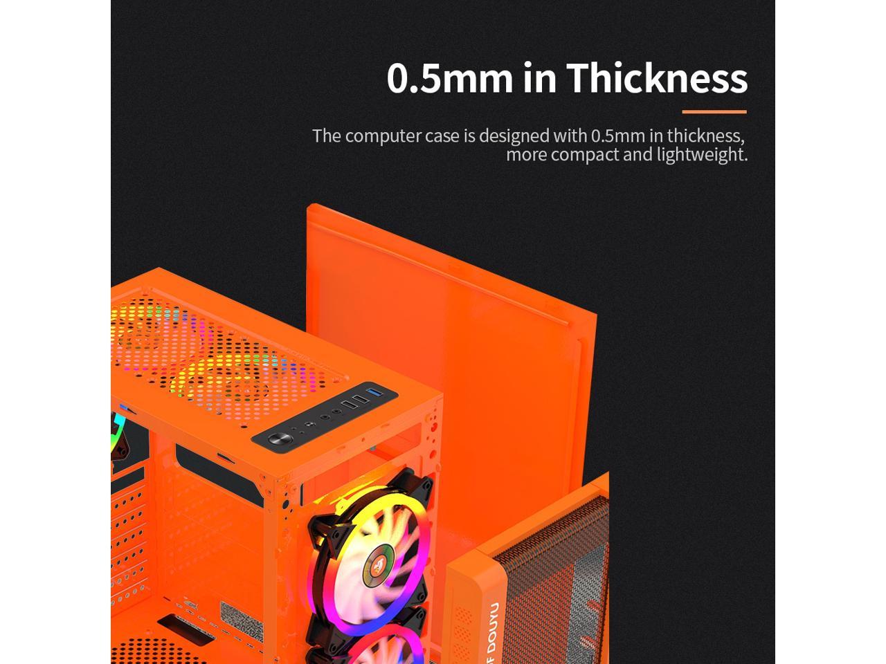 330-9 Gaming Computer Case Host Supports Atx Microe Atx Motherboard 240Mm Water Cooler Game Chassis Case Rgb Orange