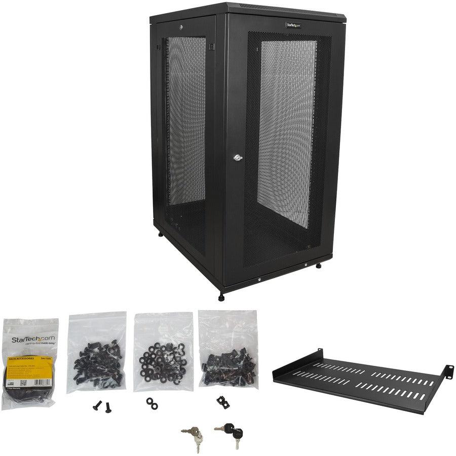 4-Post 24U Server Rack Cabinet, Lockable 19" Data Rack Cabinet RK2433BKM