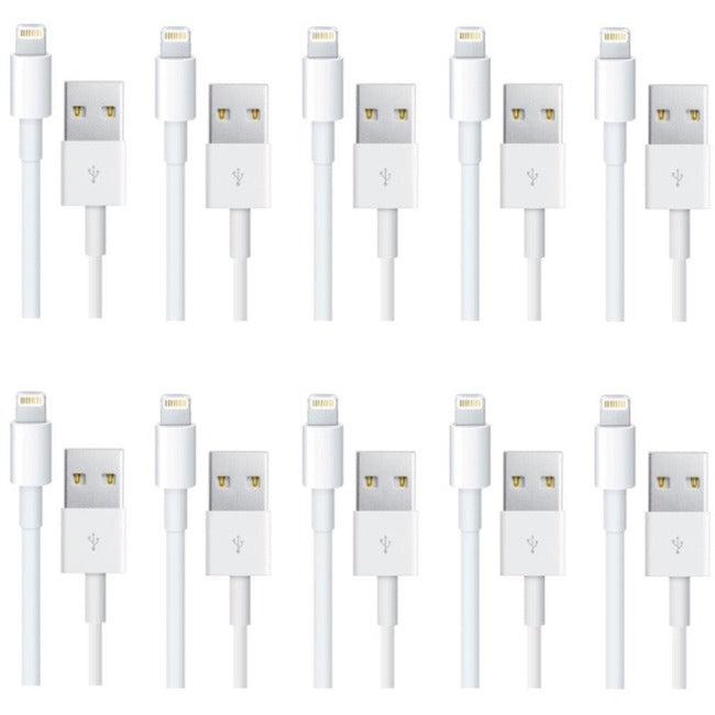4XEM 10 Pack of 3FT 8-Pin Lightning To USB Cable For iPhone/iPod/iPad (White) - MFi Certified 4XLIGHTNING10PK
