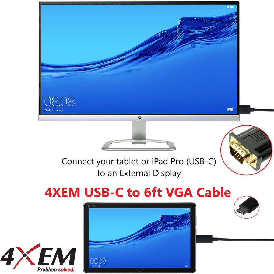 4XEM USB-C to VGA Cable 4XUSBCVGA6B