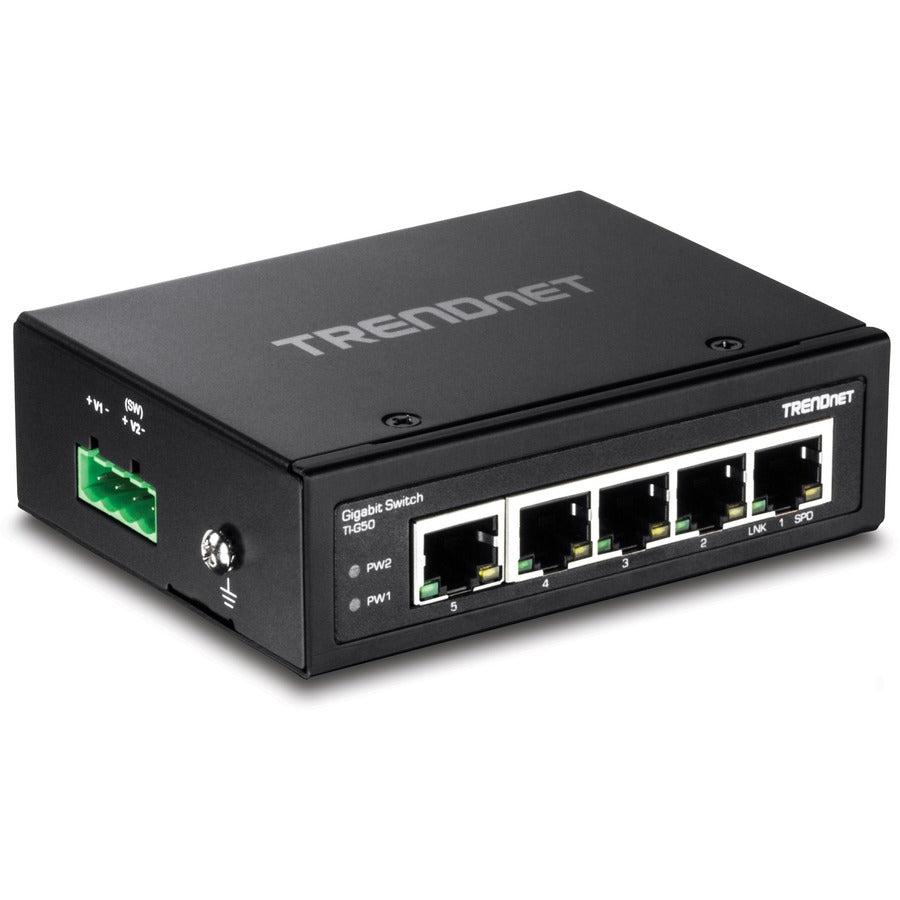 5-Port Industrial Gigabit Ethernet DIN-Rail Switch - TRENDnet TI-G50